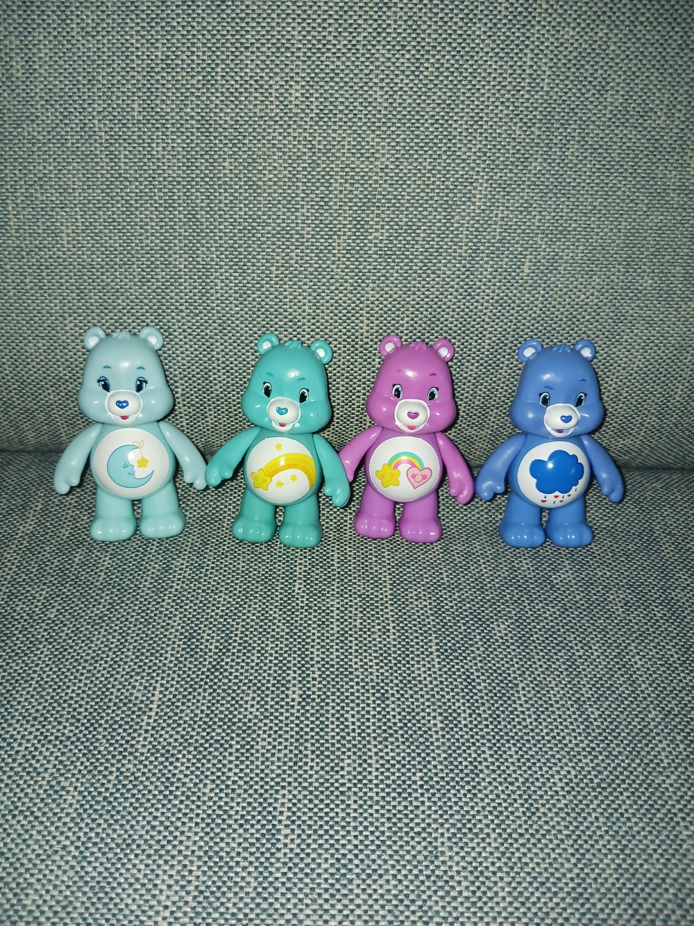 Care Bears Mini Figure Lot Of 4 Plastic Figures Toys Purple Blue Teal